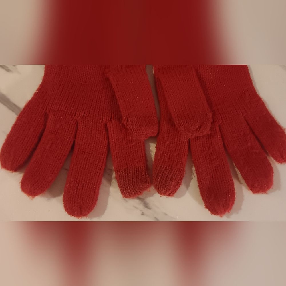 C.C Red Knit Gloves with Pom-Poms - Picture 5 of 5
